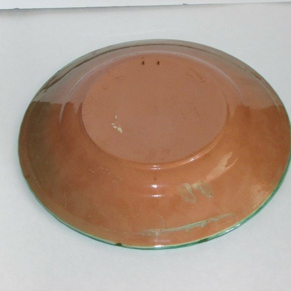 Large Hand Painted Terra Cotta Pottery Plate Vintage Decorative Artisan Signed - Picture 5 of 10